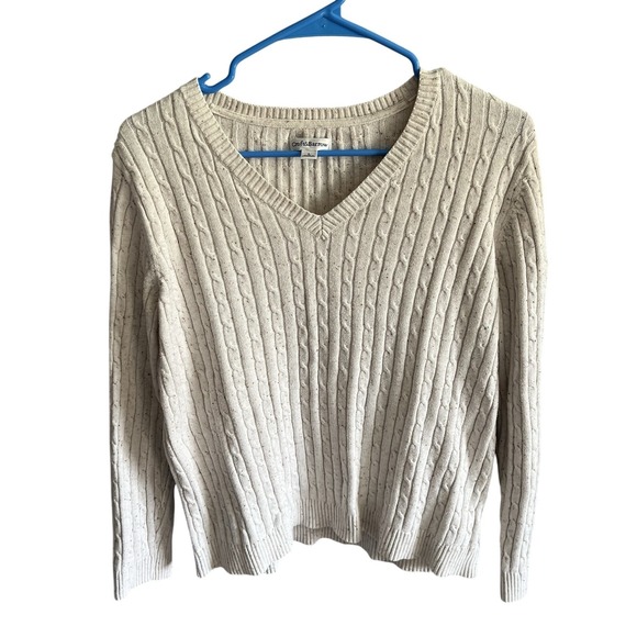 Croft‎ And Barrow Cable Knot Sweater Cream Fleck -Large - Picture 1 of 9